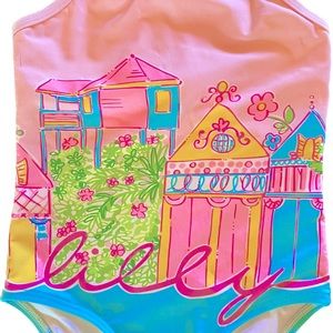 Lilly pulitzer *rare* one piece girls swimsuit swim like new beachfront row